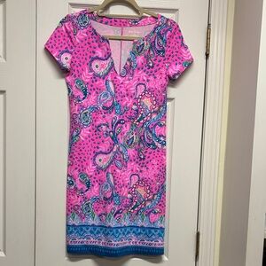 Lilly Pulitzer Hot Pink Paisley Short Sleeve Sheath Dress